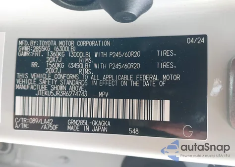 2024 Toyota 4Runner Limited z USA, uszkodzony, nr VIN JTEKU5JR3R6274743
